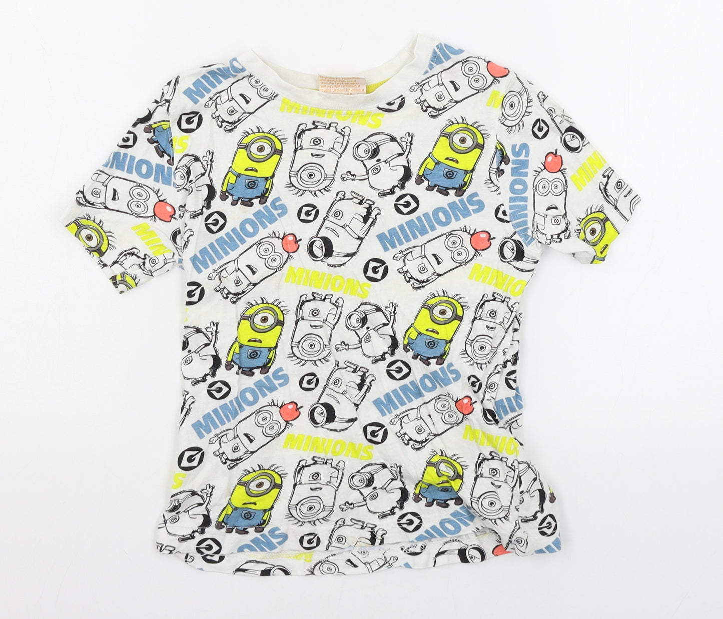 Despicable Me Boys White Geometric Jersey Basic T-Shirt Size 5-6 Years  - Minions