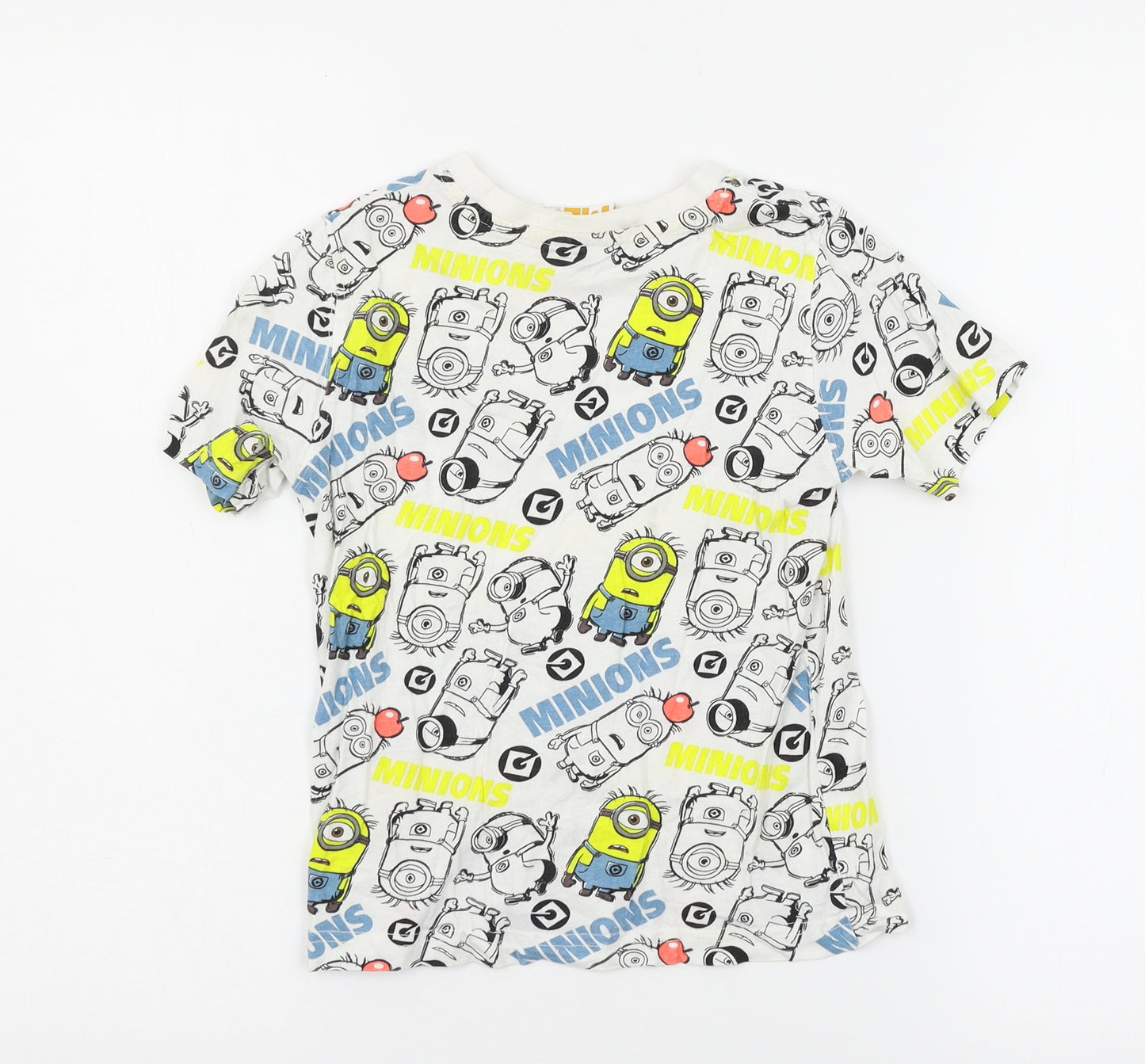 Despicable Me Boys White Geometric Jersey Basic T-Shirt Size 5-6 Years  - Minions