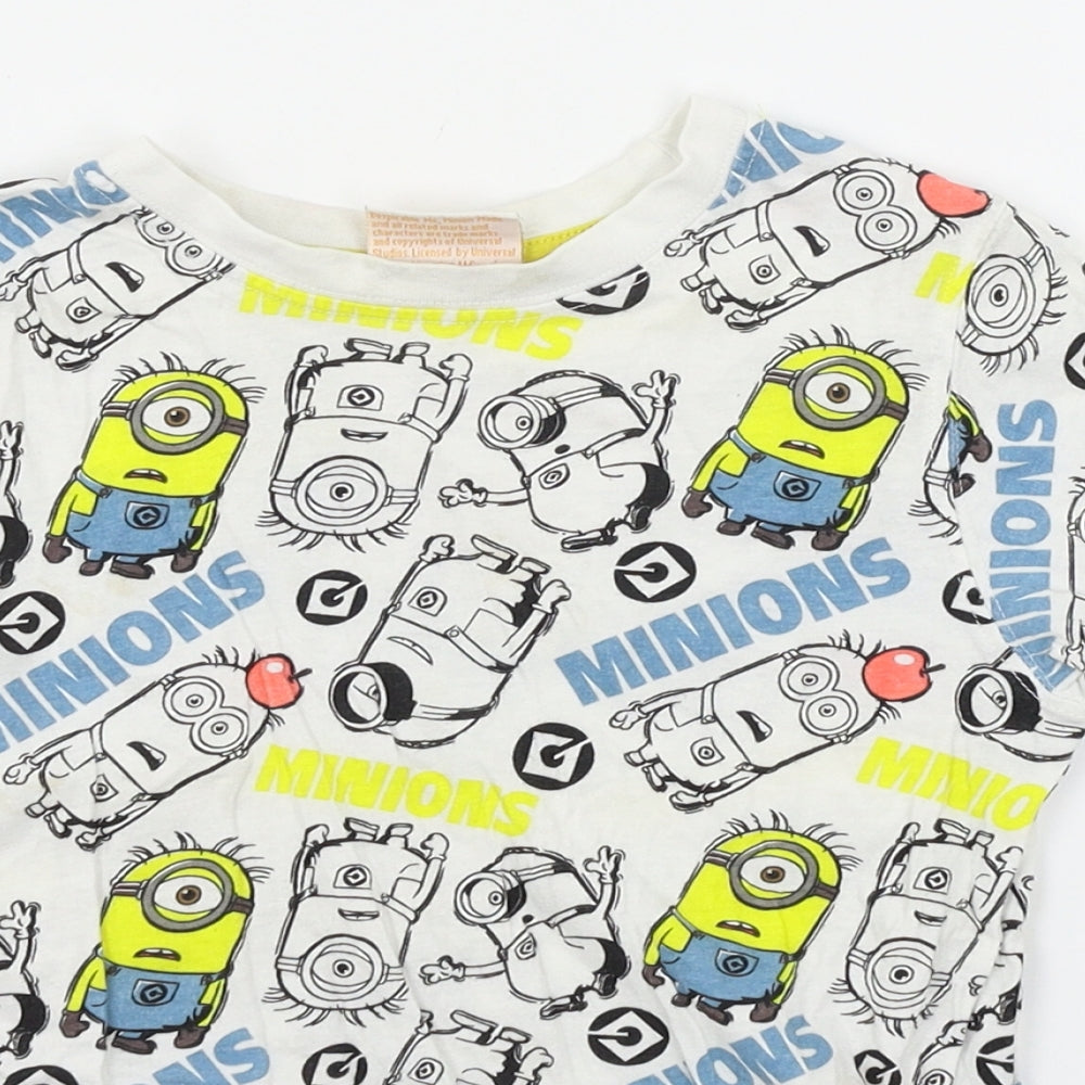Despicable Me Boys White Geometric Jersey Basic T-Shirt Size 5-6 Years  - Minions