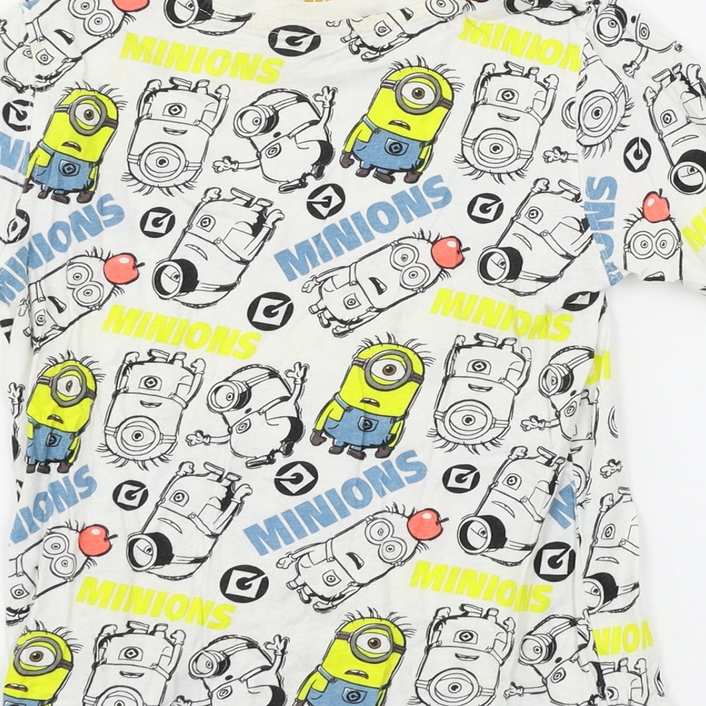 Despicable Me Boys White Geometric Jersey Basic T-Shirt Size 5-6 Years  - Minions