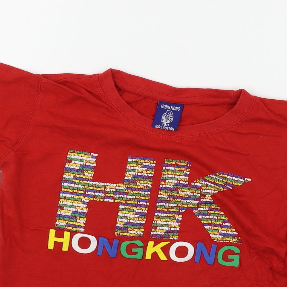 Hong Kong Boys Red  Jersey Basic T-Shirt Size 9 Years