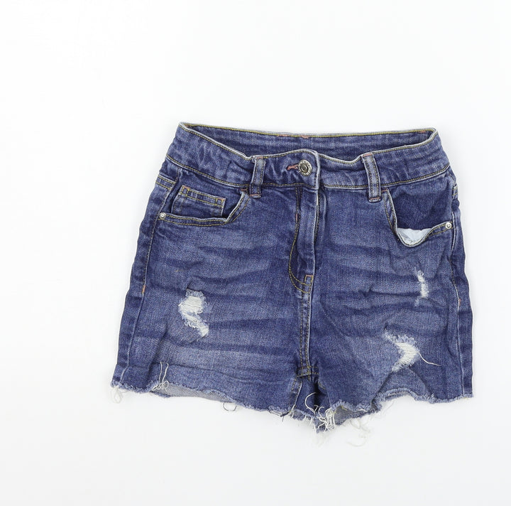 Candy Couture Girls Blue  Denim Cut-Off Shorts Size 10 Years - Distressed