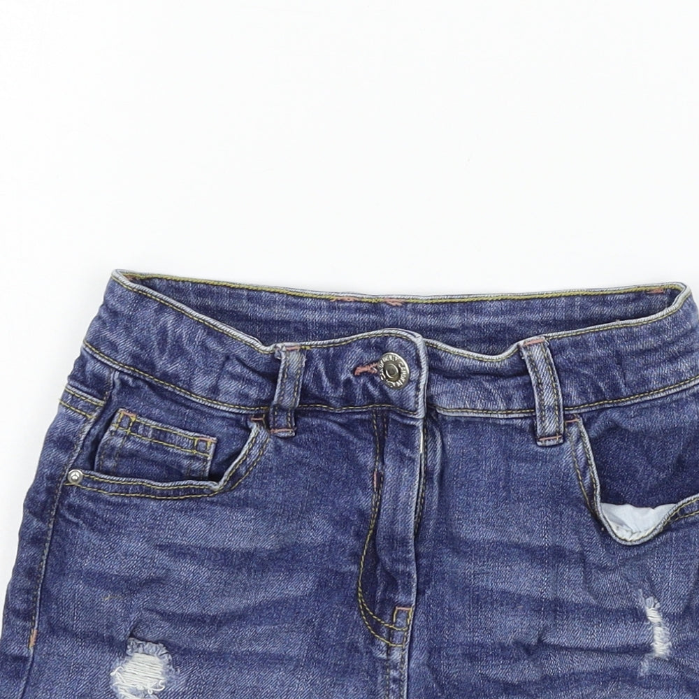 Candy Couture Girls Blue  Denim Cut-Off Shorts Size 10 Years - Distressed