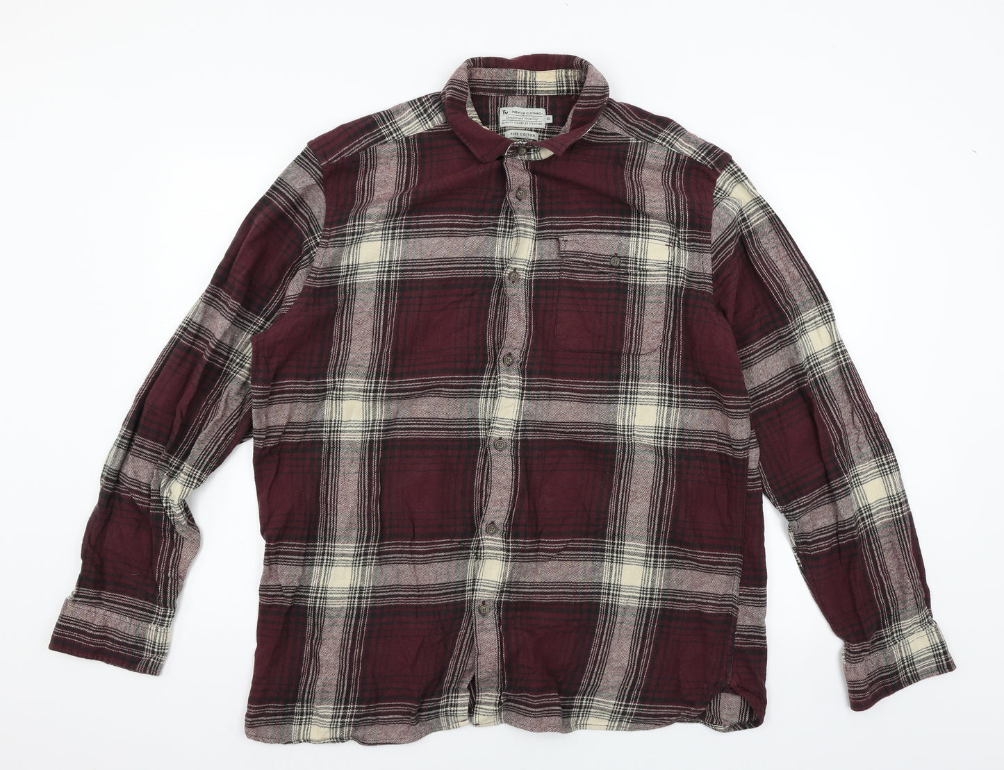 TU Mens Purple Plaid   Button-Up Size XL