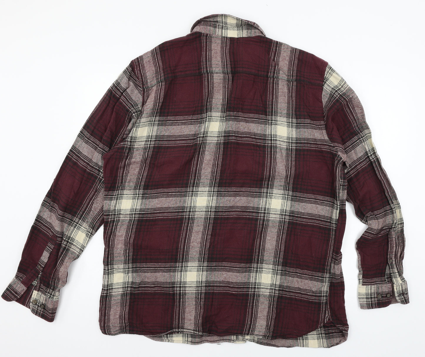TU Mens Purple Plaid   Button-Up Size XL