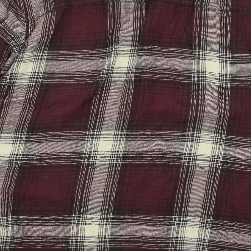 TU Mens Purple Plaid   Button-Up Size XL