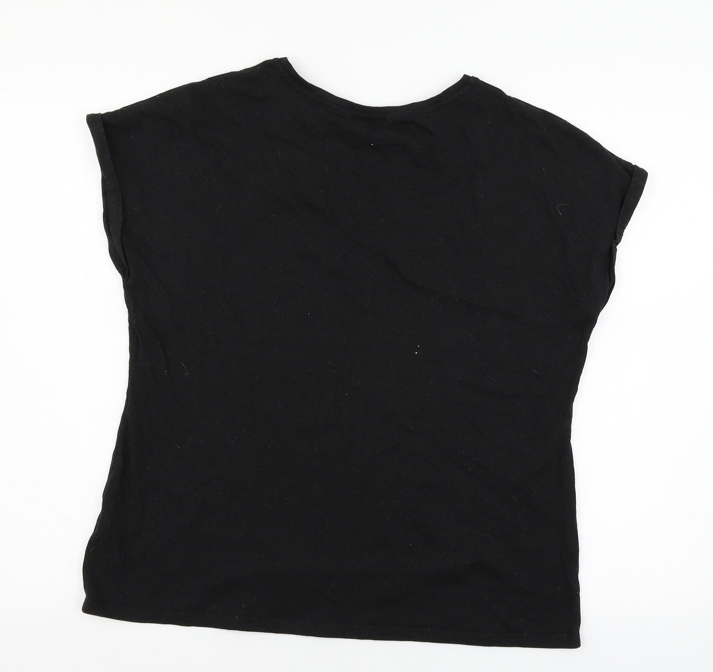 Papaya Womens Black  Jersey Basic T-Shirt Size 14  - Hearts