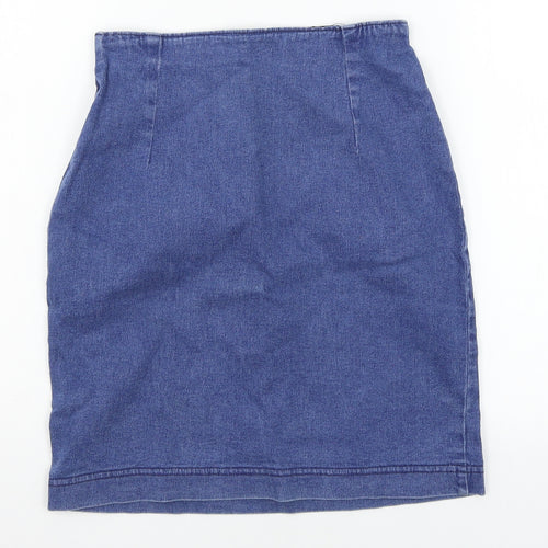 Preworn Womens Blue  Denim Mini Skirt Size 26 in
