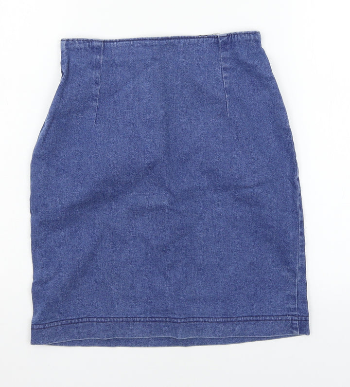Preworn Womens Blue Denim Mini Skirt Size 26 in