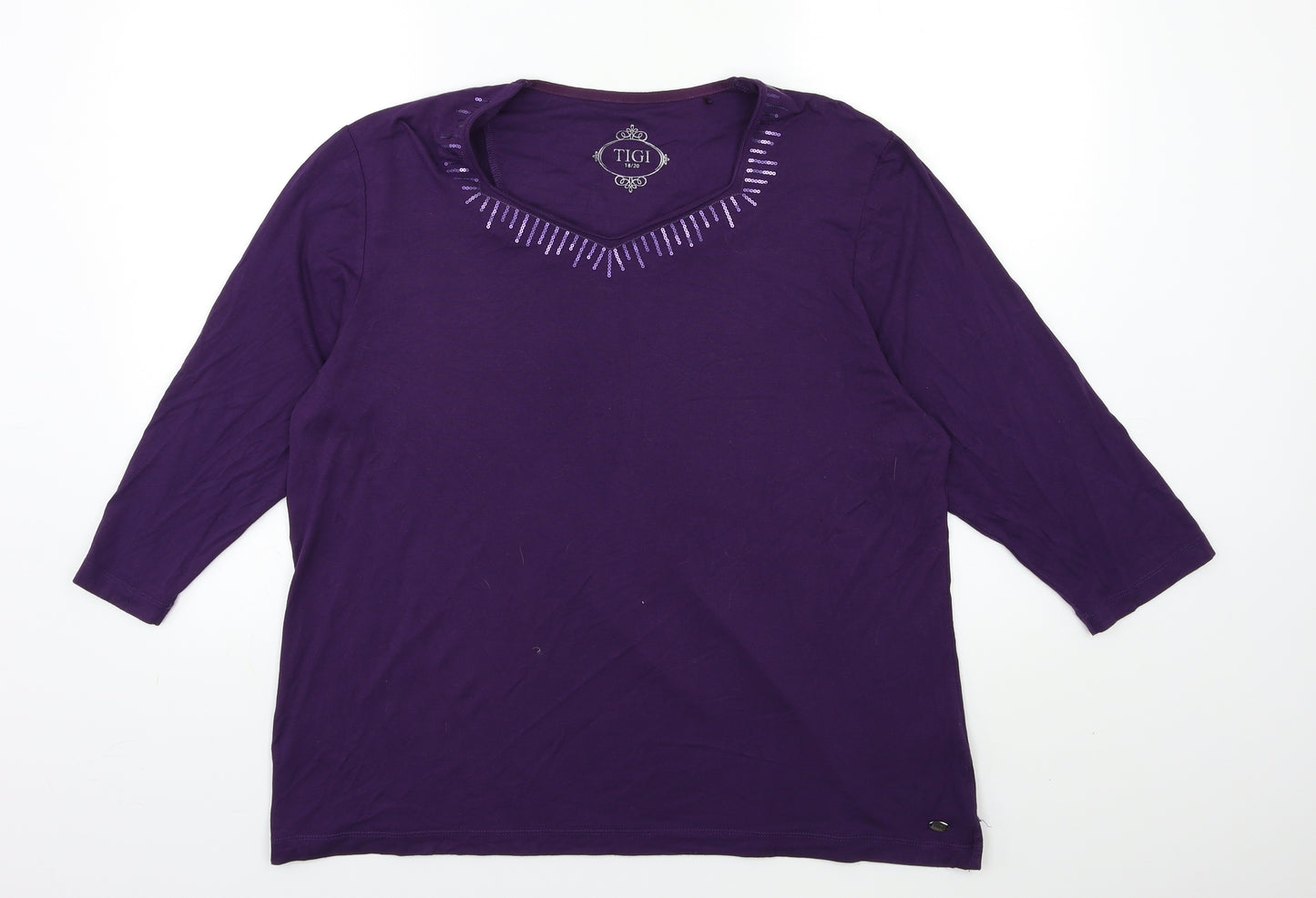 TIGI Womens Purple   Basic T-Shirt Size 18