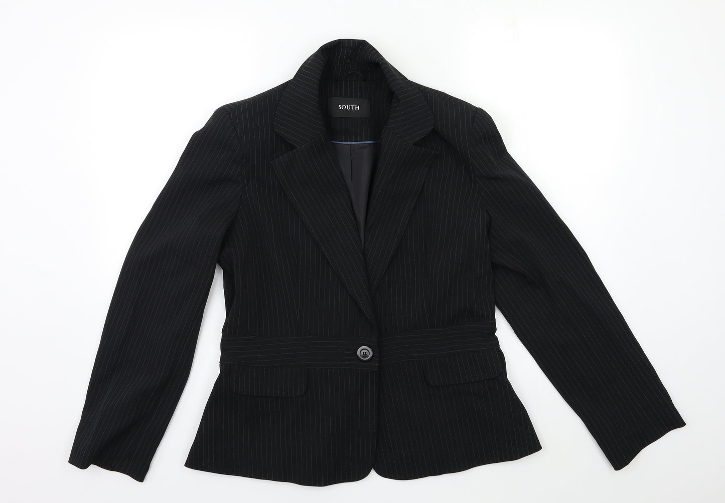 South Womens Black Striped  Jacket Blazer Size 14