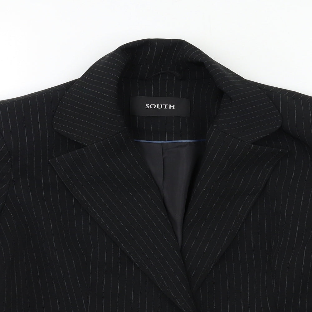 South Womens Black Striped  Jacket Blazer Size 14