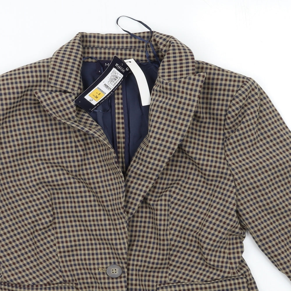 Marks and Spencer Womens Brown Check  Jacket Blazer Size 6