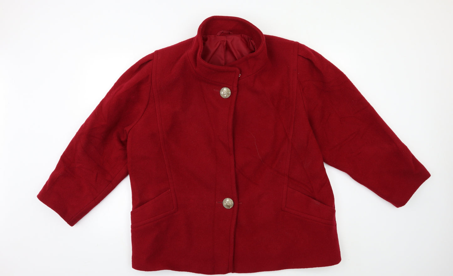 Preworn Womens Red   Overcoat Coat Size 14