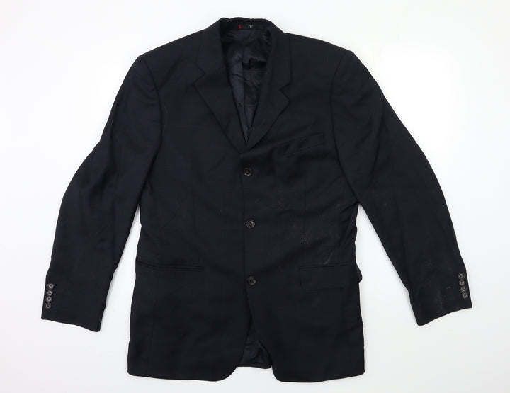 super 110's Mens Blue Check Jacket Suit Jacket Size 40
