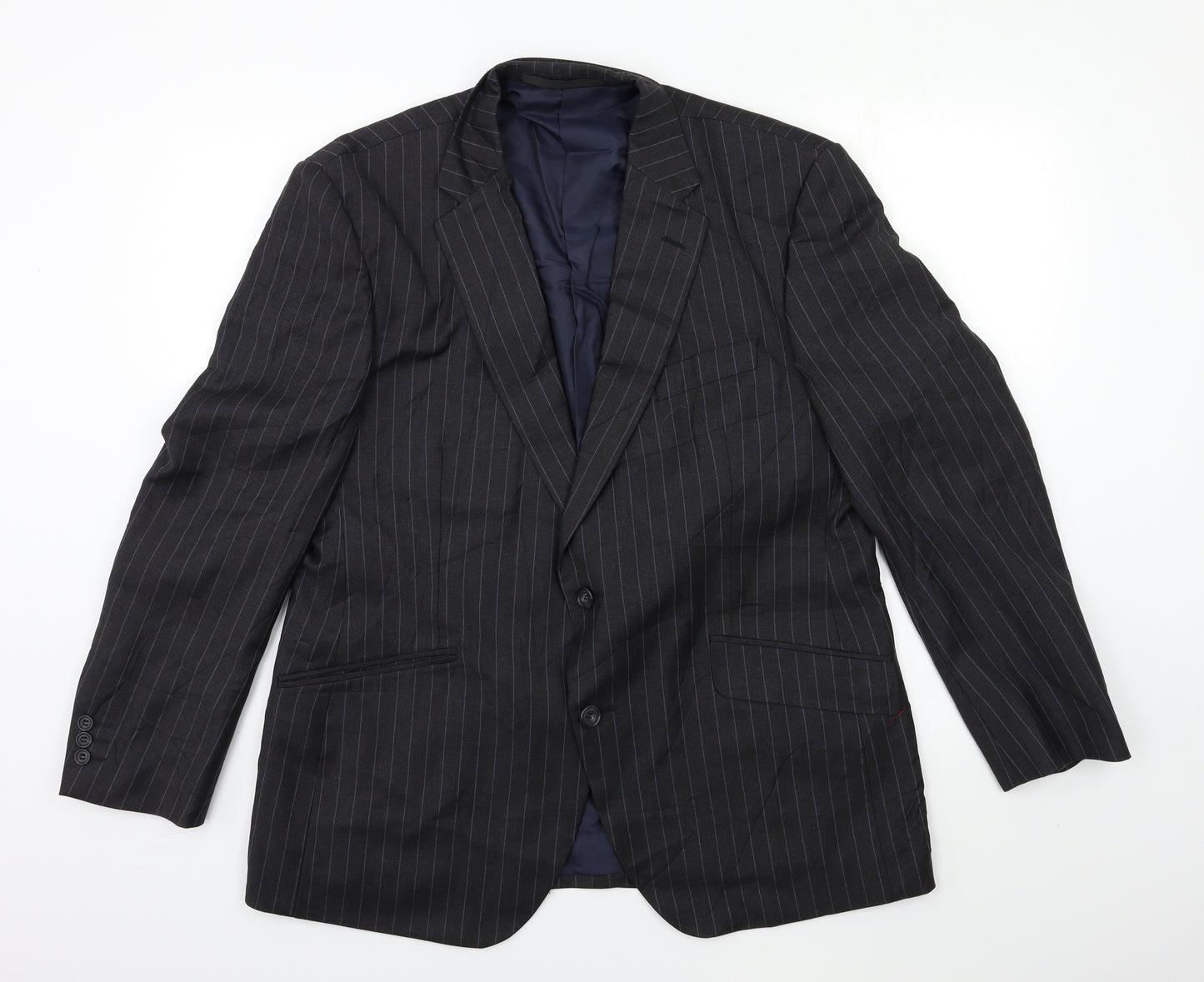 Impressions Mens Grey Striped  Jacket Suit Jacket Size 44