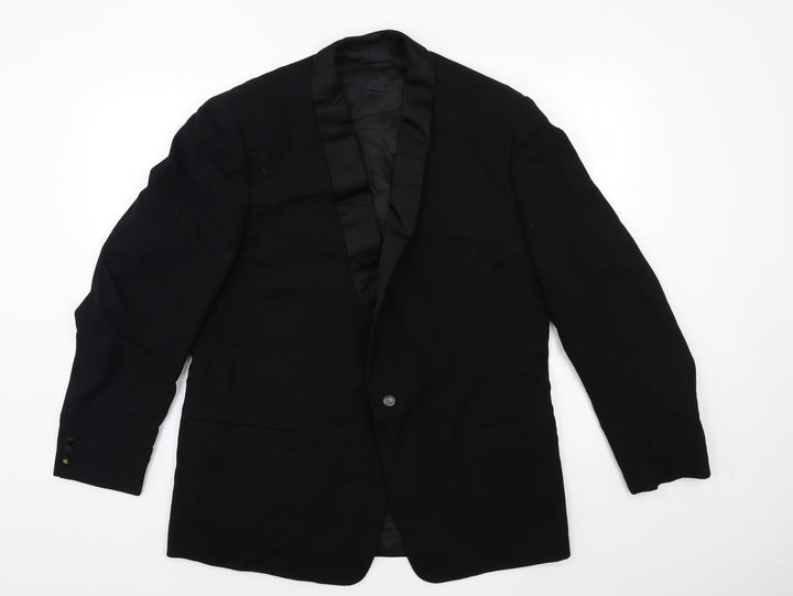 Preworn Mens Black Jacket Suit Jacket Size 42