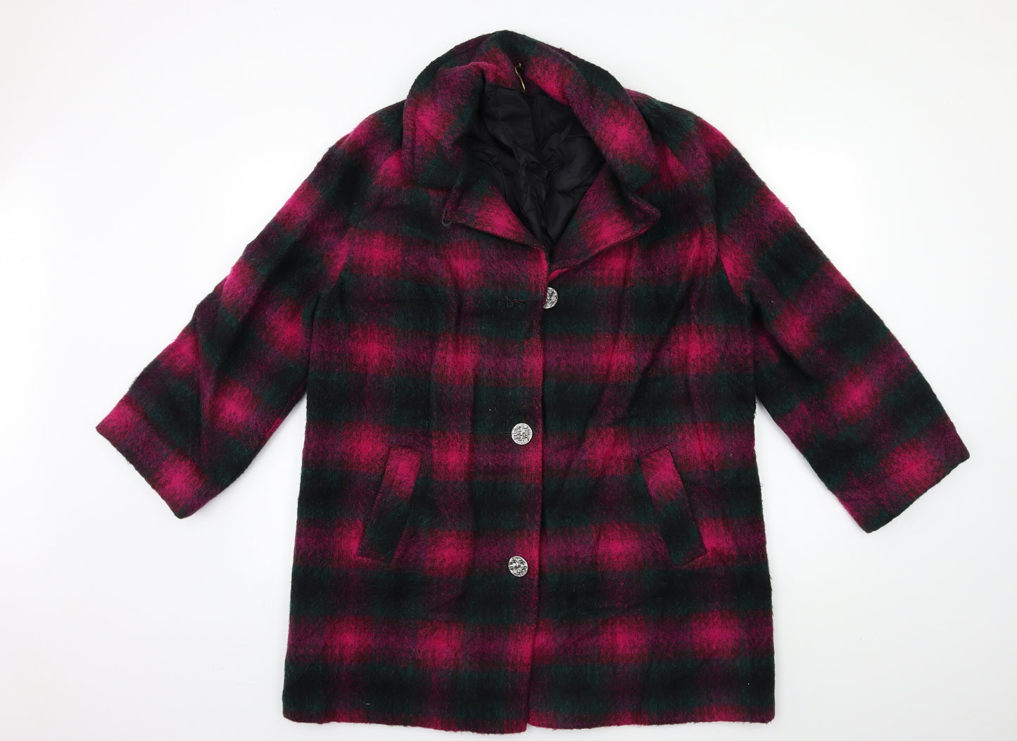 Preworn Womens Pink Check  Overcoat Coat Size 18