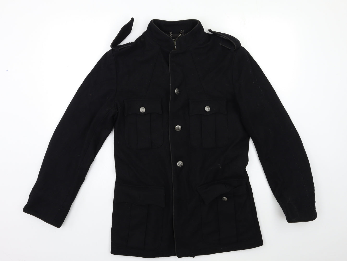 Topman Mens Black   Military Jacket Jacket Size S