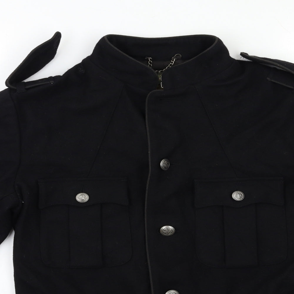 Topman Mens Black   Military Jacket Jacket Size S