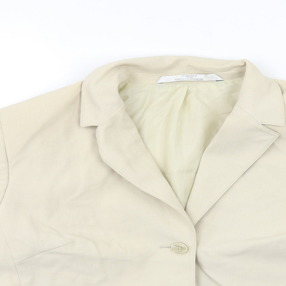 Marks and Spencer Womens Beige  Rayon Jacket Blazer Size 18