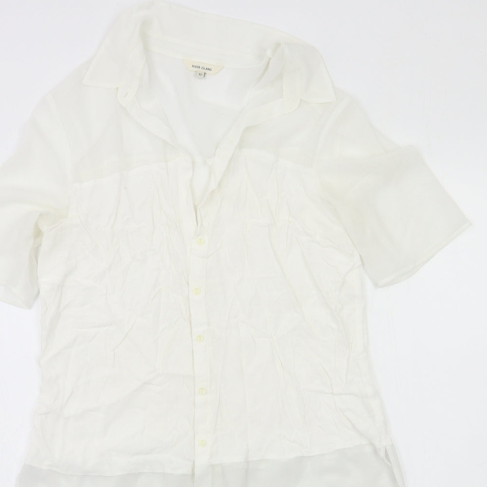 River Island Womens White  Rayon Basic Blouse Size 12