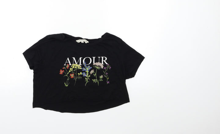 F&F Womens Black Basic T-Shirt Size 8