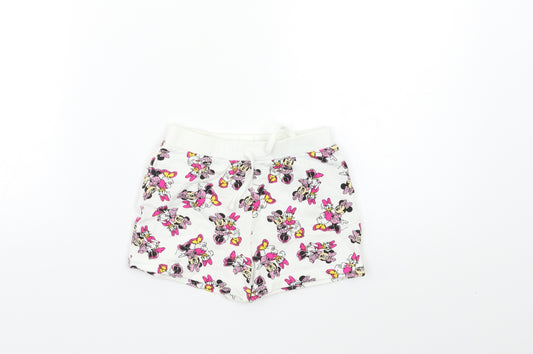 Front view of Disney Baby White Geometric Cropped Leggings, size 18, Months