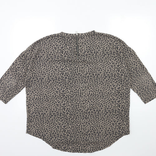 Primark Womens Grey Animal Print Knit Pullover Jumper Size 12
