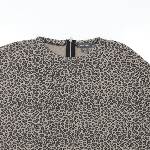 Primark Womens Grey Animal Print Knit Pullover Jumper Size 12