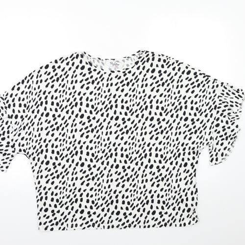 STYLE TEX Womens White Animal Print  Basic T-Shirt Size 12