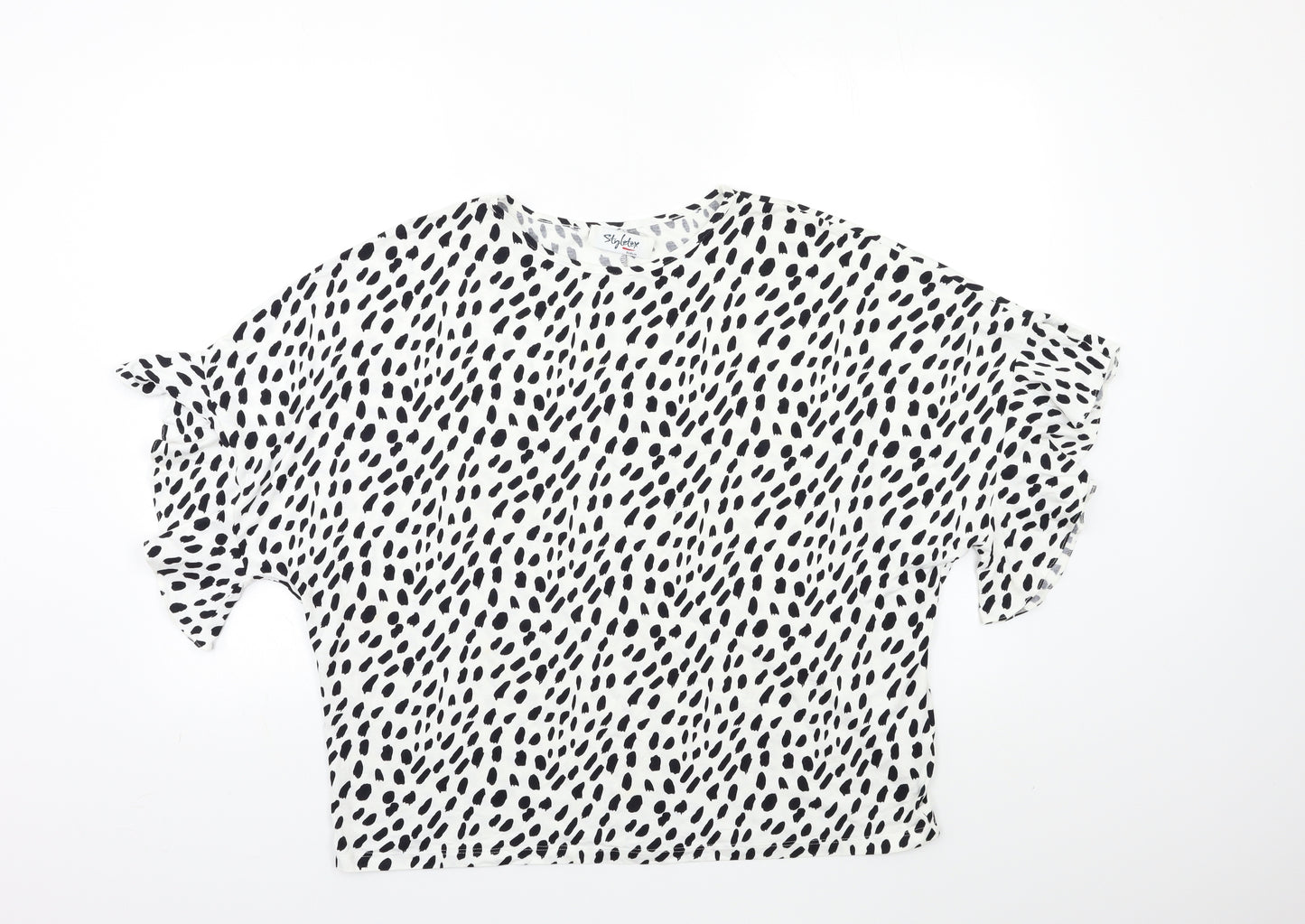 STYLE TEX Womens White Animal Print  Basic T-Shirt Size 12