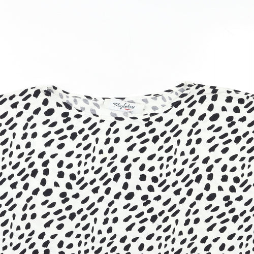 STYLE TEX Womens White Animal Print  Basic T-Shirt Size 12