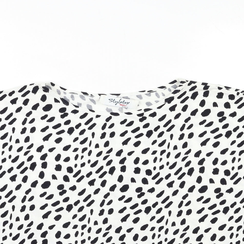 STYLE TEX Womens White Animal Print  Basic T-Shirt Size 12