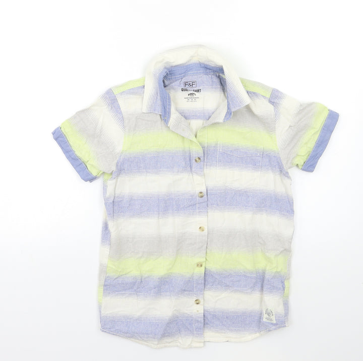 F&F Boys Blue Striped  Basic Button-Up Size 10 Years