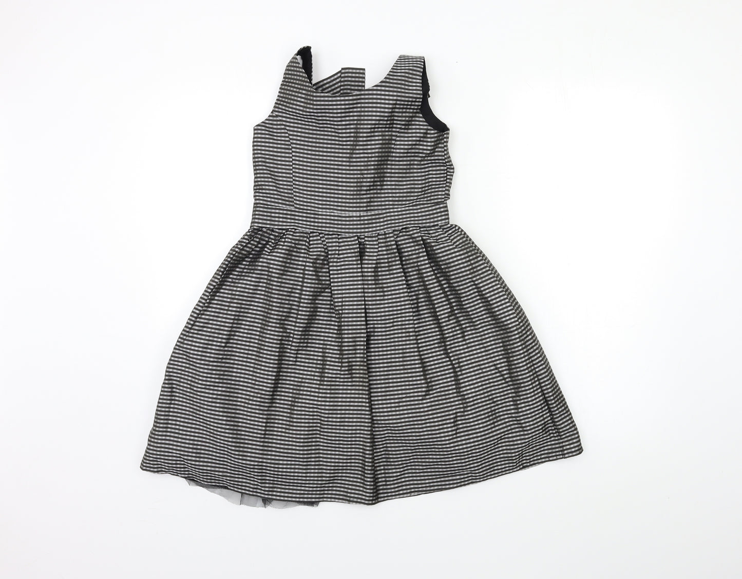 Marks and Spencer Girls Black Striped  Fit & Flare  Size 8 Years