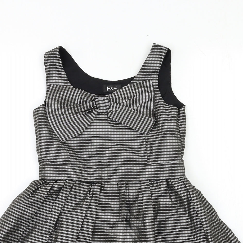 Marks and Spencer Girls Black Striped  Fit & Flare  Size 8 Years