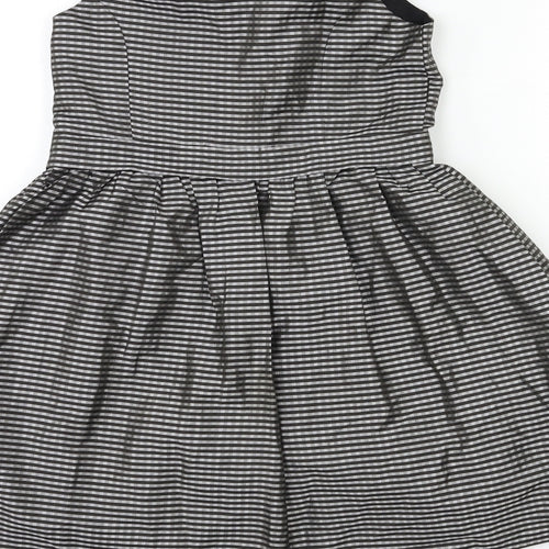 Marks and Spencer Girls Black Striped  Fit & Flare  Size 8 Years