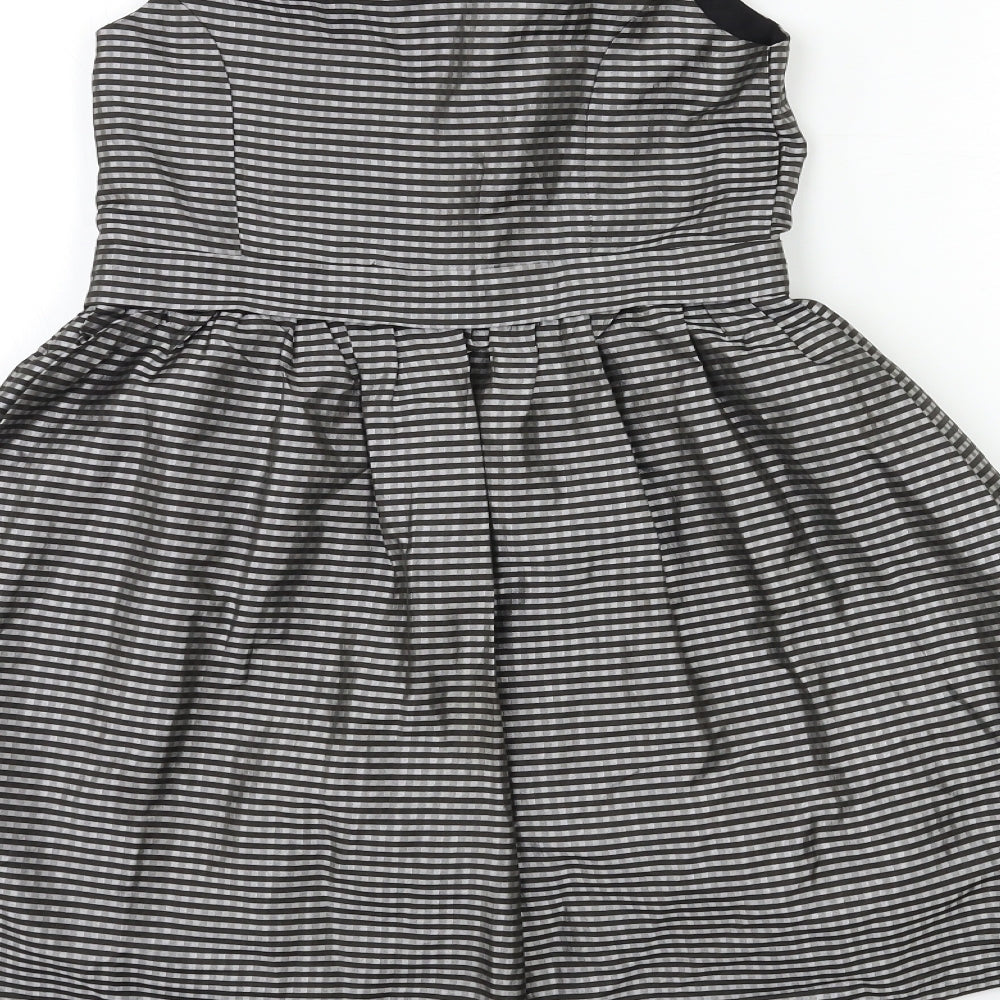 Marks and Spencer Girls Black Striped  Fit & Flare  Size 8 Years