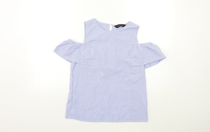 Dorothy Perkins Womens Blue Striped  Basic Blouse Size 8