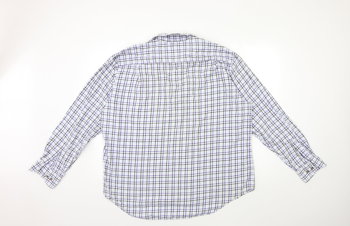 Marks and Spencer Mens Blue Check   Dress Shirt Size 17.5