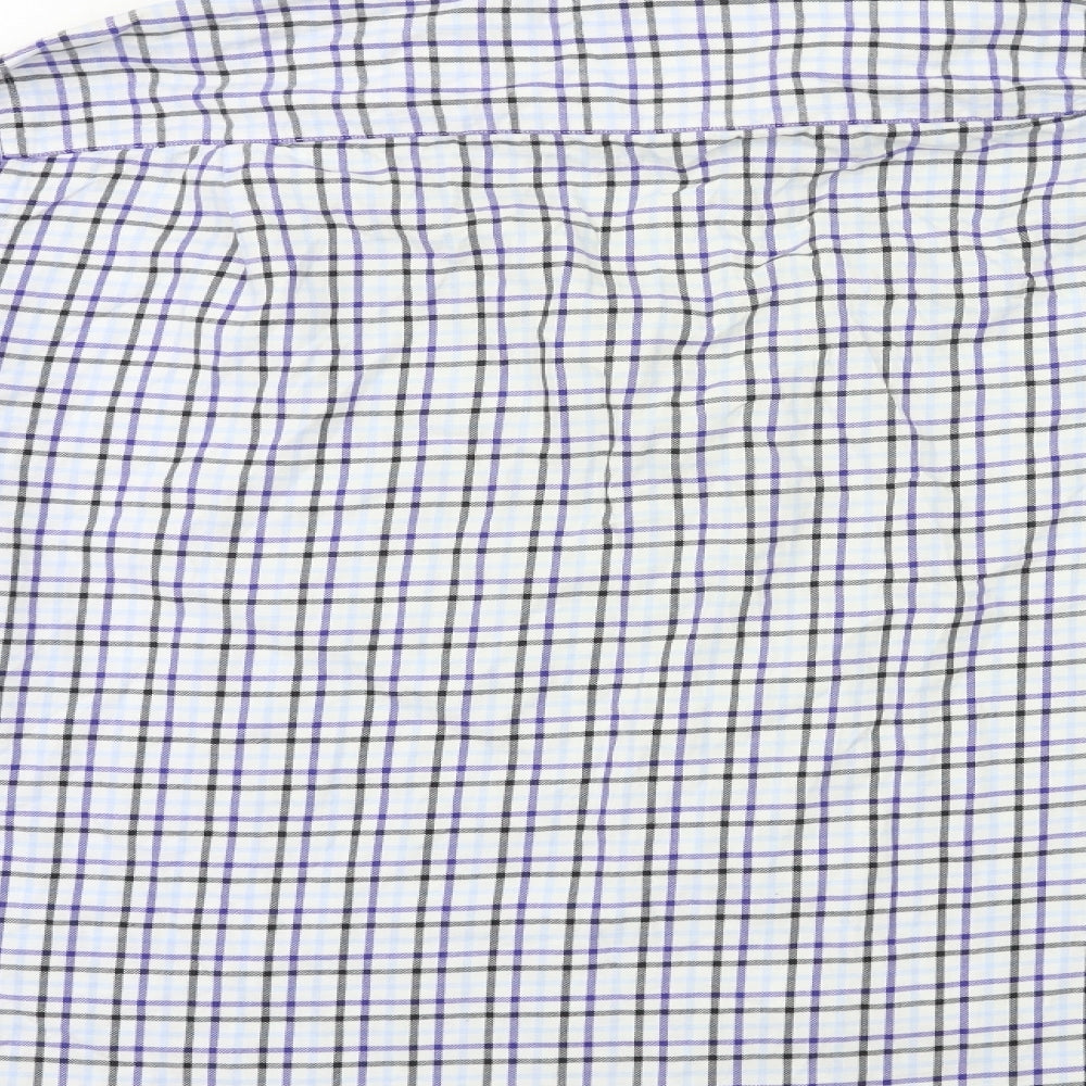 Marks and Spencer Mens Blue Check   Dress Shirt Size 17.5