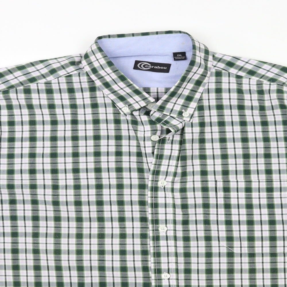 Carabou Mens Green Check   Button-Up Size 2XL