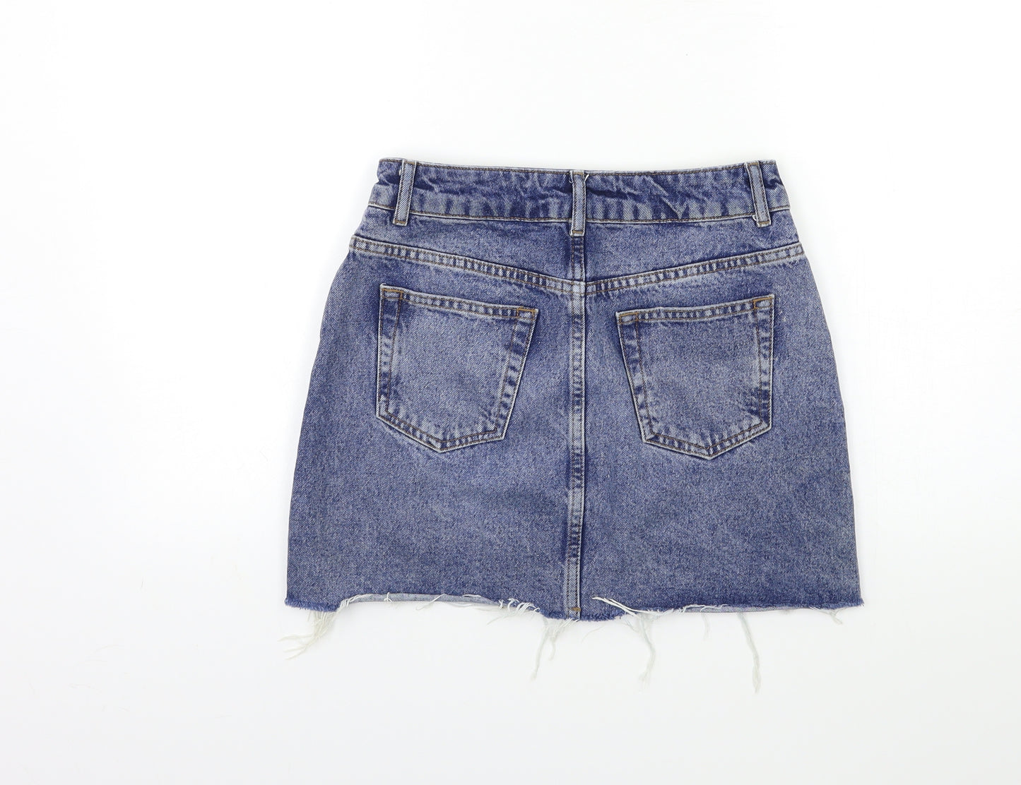 Topshop Womens Blue Floral Denim Mini Skirt Size 8