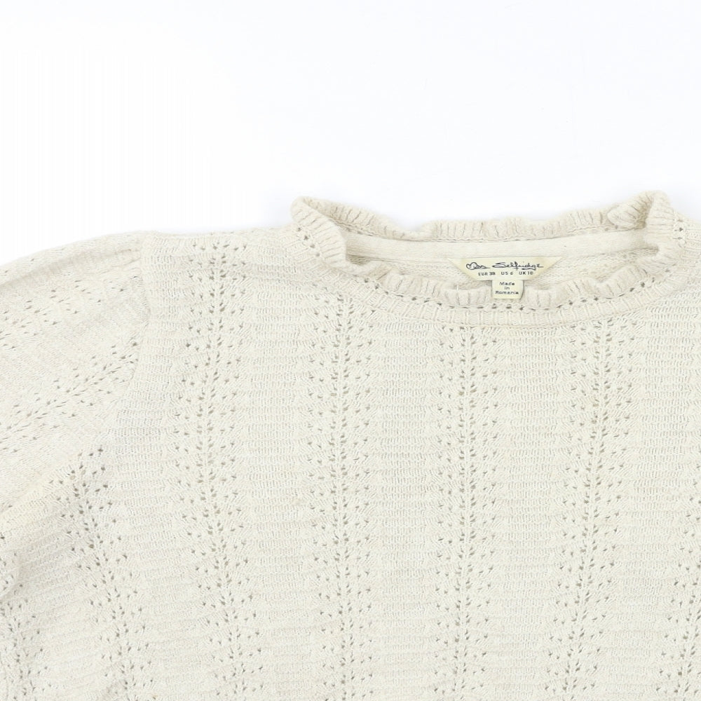 Miss Selfridge Womens Beige  Knit Pullover Jumper Size 10