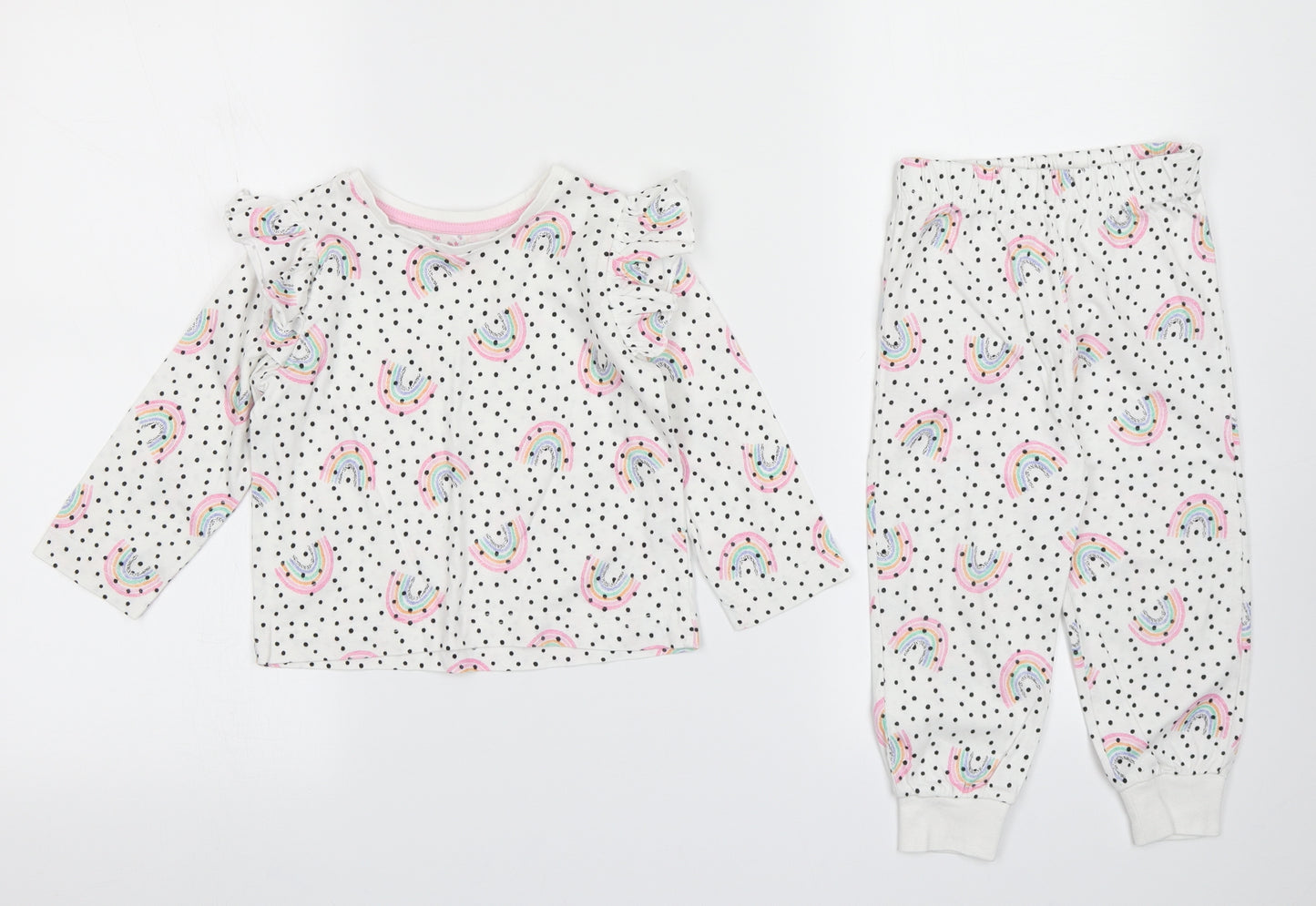 Matalan Girls White Polka Dot  Cami Pyjama Set Size 18-24 Months