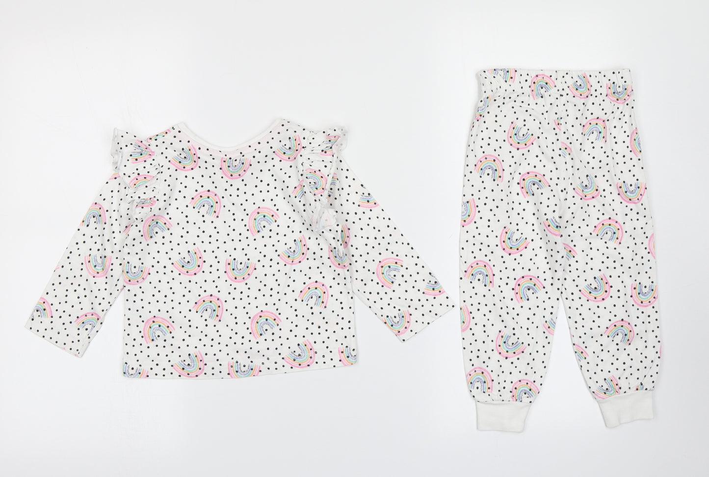 Matalan Girls White Polka Dot  Cami Pyjama Set Size 18-24 Months