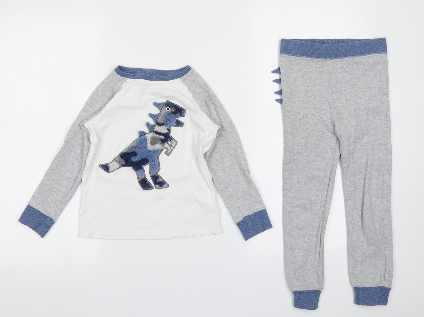 NEXT Boys Grey Colourblock   Pyjama Set Size 4-5 Years  - Dinosaur