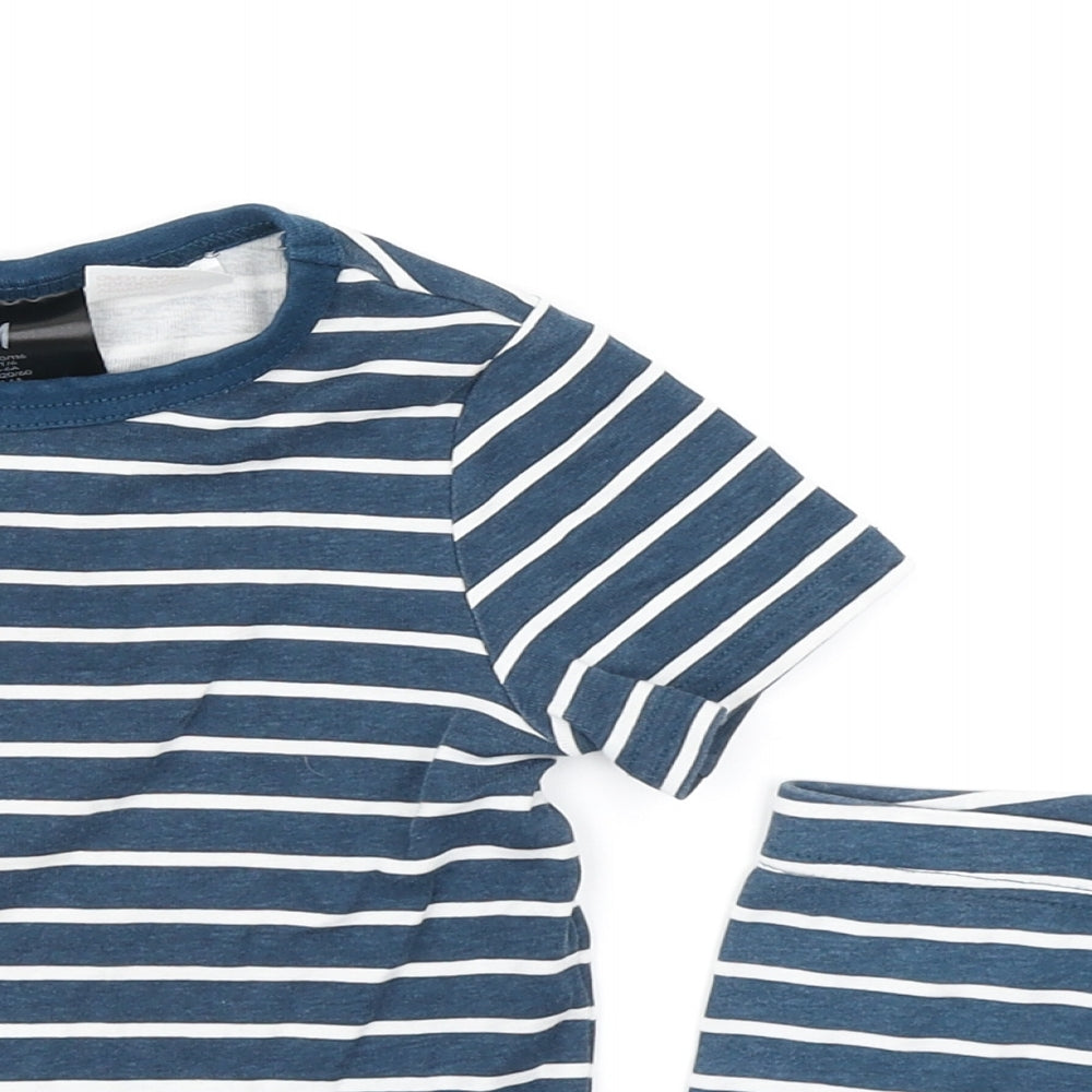 H&M Boys Blue Striped   Pyjama Set Size 5-6 Years