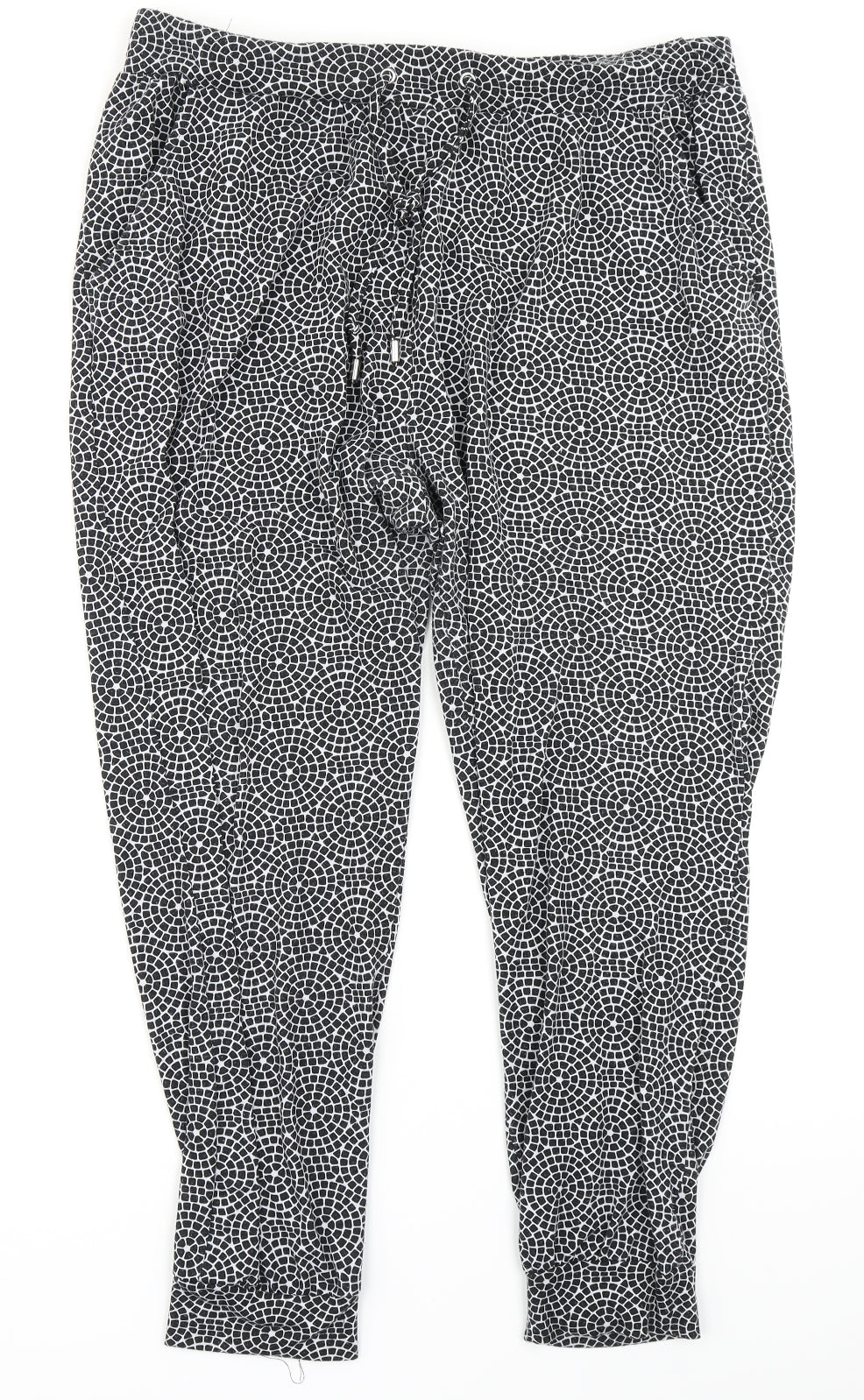 Primark Womens Black Geometric  Harem Trousers Size L L24 in